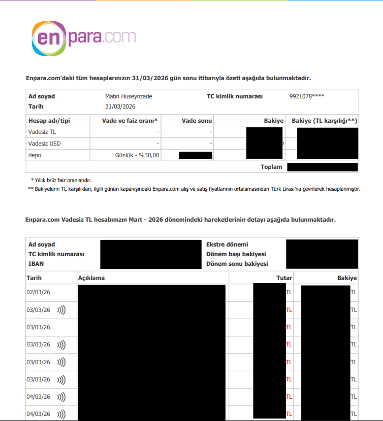 Type2 PDF example with clear columns and separate date format