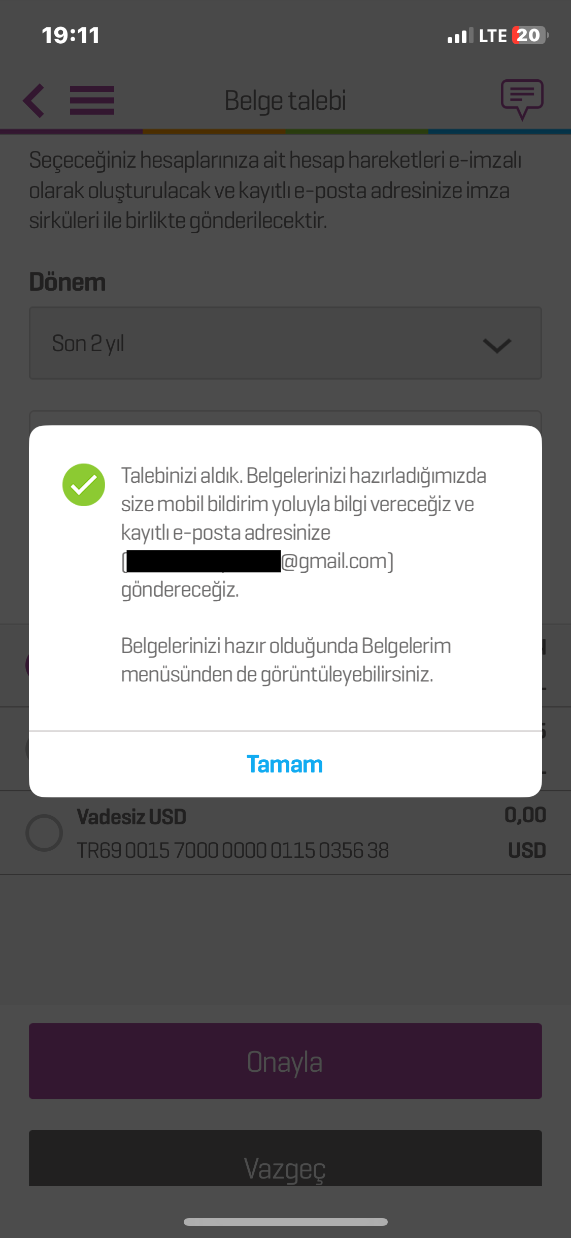 Step 7 - Mail sent confirmation menu
